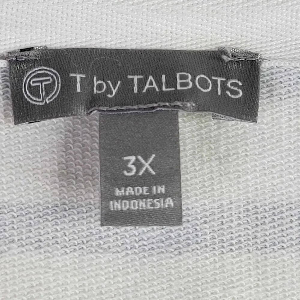 Talbots Sweatshirt Terry Knit Plus Size 3X White Striped Stretch Pullover